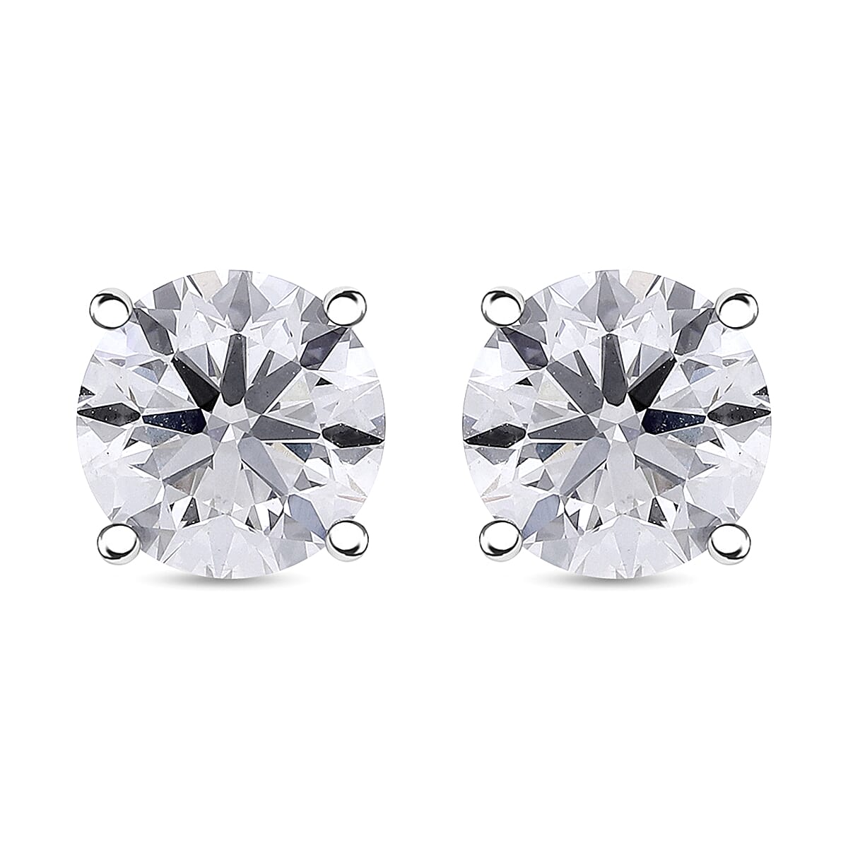 LUXURIANT 2 Ct. Lab Grown Diamond Stud Solitaire Earrings in 9K White Gold 8026276 0