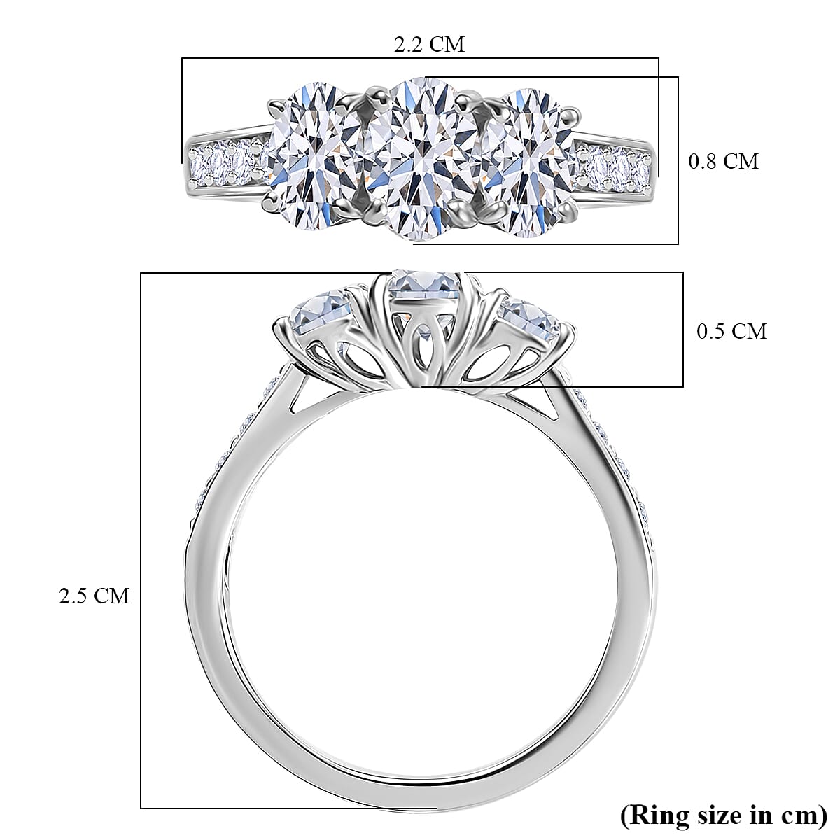 LUXURIANT 2 Ct. Lab Grown Diamond Trilogy Ring in 950 Platinum, SGL Certified 8034987 6