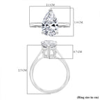 Luxuriant - 18K White Gold Lab Grown Diamond Pear Cut Solitaire Ring 3.00 Ct.