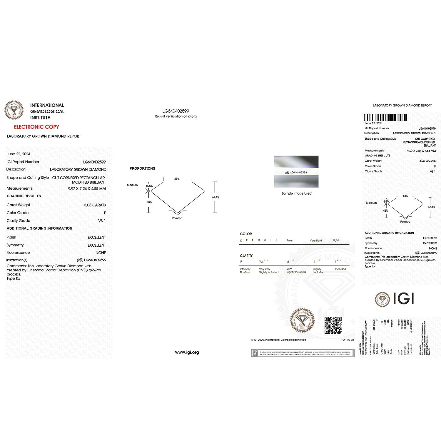LUXURIANT 3 Ct. Cushion Lab Grown Diamond, IGI Certified 9.78 x 7.51 x 4.81mm 7935469 5