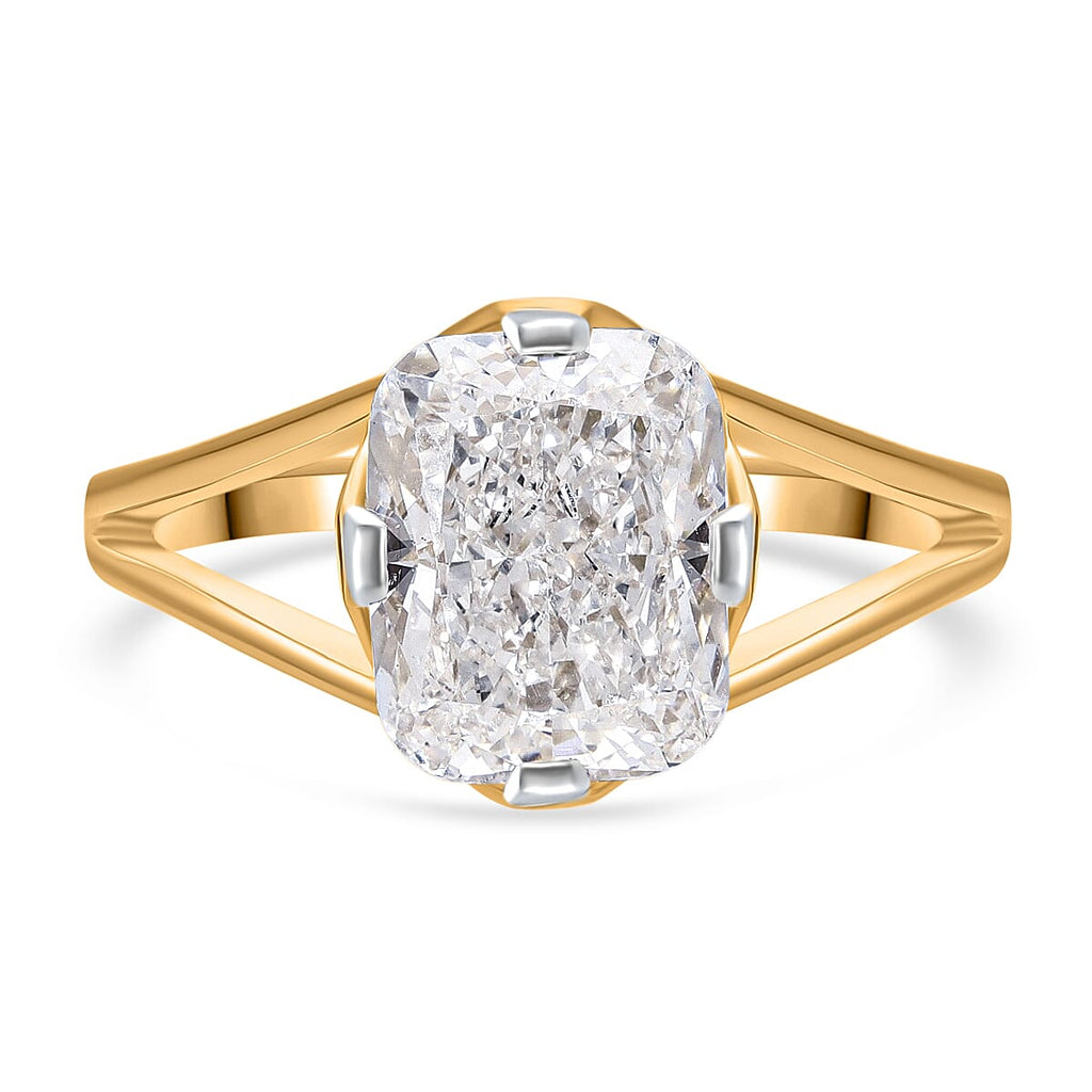 Luxuriant Diamond - 18K Yellow Gold IGI Certified Cushion Cut(VS1-G) Lab Grown Diamond Ring 5.00 Ct.