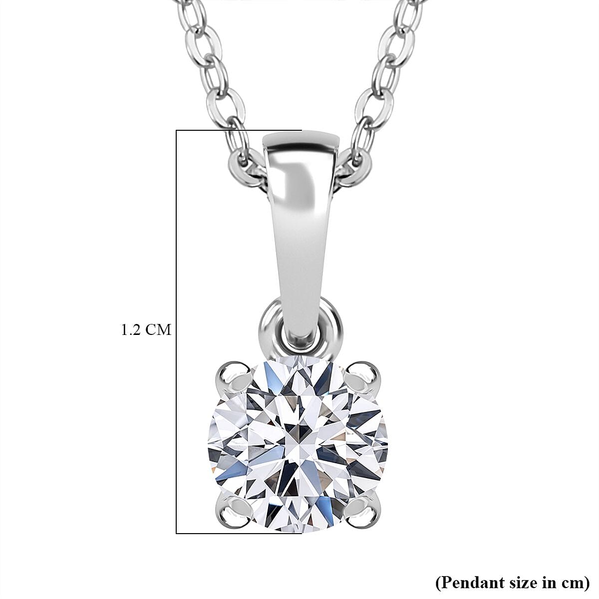 LUXURIANT 0.5 Ct. Lab Grown Diamond Round Cut Solitaire Pendant with Chain (Size 20) with Spring Ring Clasp in Rhodium Overlay Sterling Silver 4337175 6