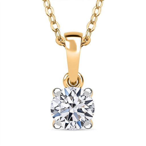 Luxuriant - Lab Grown Diamond (SI/G-H) Solitaire Pendant with Chain (Size 20) with Spring Ring Clasp in 18K Vermeil Yellow Gold Plated Sterling Silver 0.50 Ct