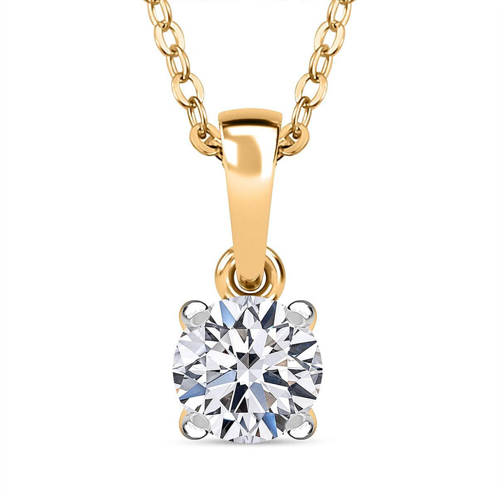 LUXURIANT 0.5 Ct. Lab Grown Diamond Round Cut Solitaire Pendant with Chain (Size 20) with Spring Ring Clasp in 18K Vermeil Yellow Gold Plated Sterling Silver (SI-G/H) 4337178 1