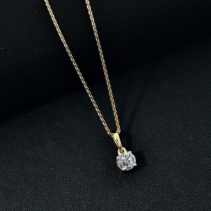 LUXURIANT 0.5 Ct. Lab Grown Diamond Round Cut Solitaire Pendant with Chain (Size 20) with Spring Ring Clasp in 18K Vermeil Yellow Gold Plated Sterling Silver (SI-G/H) 4337178 2