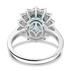 Luxuriant Diamond 950 Platinum AAA Ratnakiri Blue Zircon & (SI-G-H) Lab Grown Diamond Halo Ring 4.95 Ct, Platinum Wt.5.55 Gms.