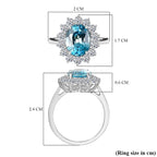 Luxuriant Diamond 950 Platinum AAA Ratnakiri Blue Zircon & (SI-G-H) Lab Grown Diamond Halo Ring 4.95 Ct, Platinum Wt.5.55 Gms.
