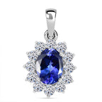 Luxuriant 950 Platinum AAA Tanzanite & Lab Grown Diamond (VS-EF) Solitaire Pendant 2.42 Ct.