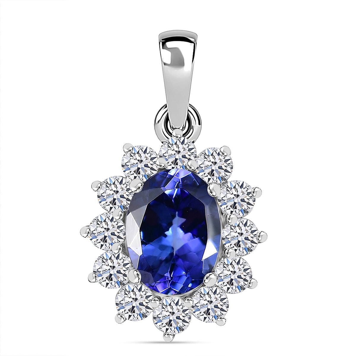 LUXURIANT 950 Platinum AAA Tanzanite and Lab Grown Diamond (VS-E/F) Solitaire Pendant 2.42 Ct. 8055386 0