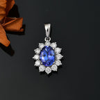 Luxuriant 950 Platinum AAA Tanzanite & Lab Grown Diamond (VS-EF) Solitaire Pendant 2.42 Ct.
