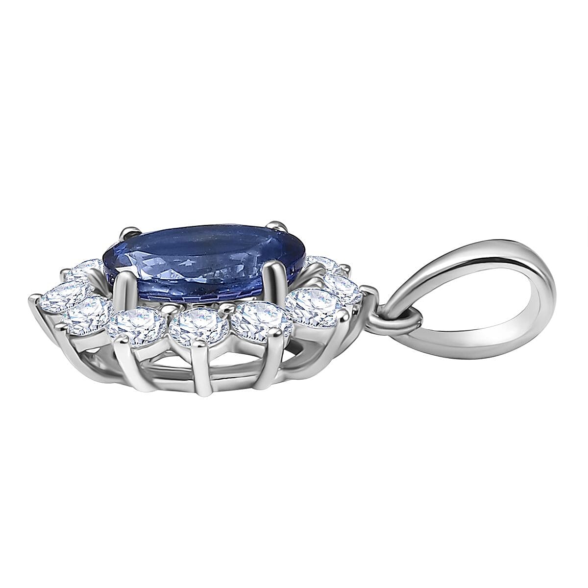 LUXURIANT 950 Platinum AAA Tanzanite and Lab Grown Diamond (VS-E/F) Solitaire Pendant 2.42 Ct. 8055386 4