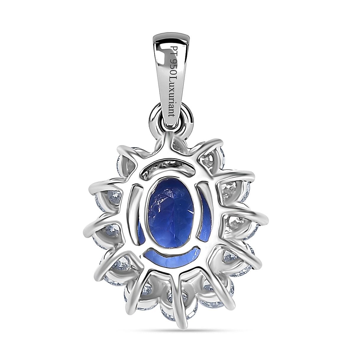 LUXURIANT 950 Platinum AAA Tanzanite and Lab Grown Diamond (VS-E/F) Solitaire Pendant 2.42 Ct. 8055386 5