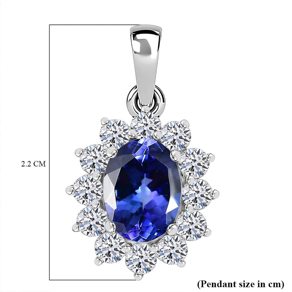 Luxuriant 950 Platinum AAA Tanzanite & Lab Grown Diamond (VS-EF) Solitaire Pendant 2.42 Ct.