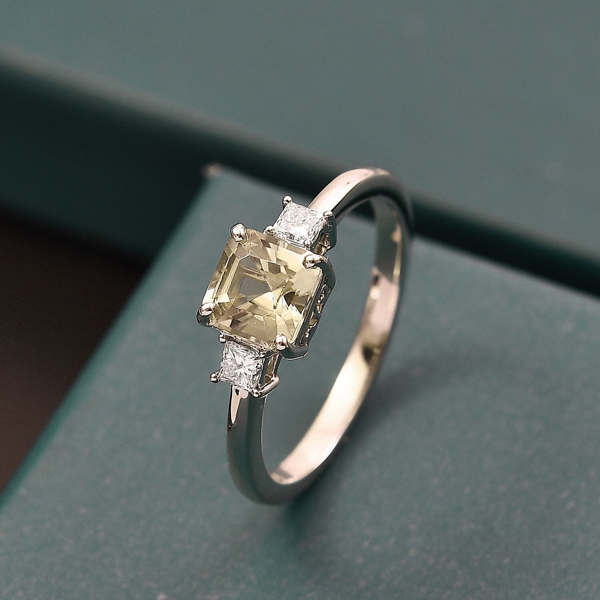 LUXURIANT 950 Platinum AAA Turkizite and Lab Grown Diamond  (VS-E/F) Ring 1.29 Ct, Platinum Wt. 3.95 Gms. 8058923 2