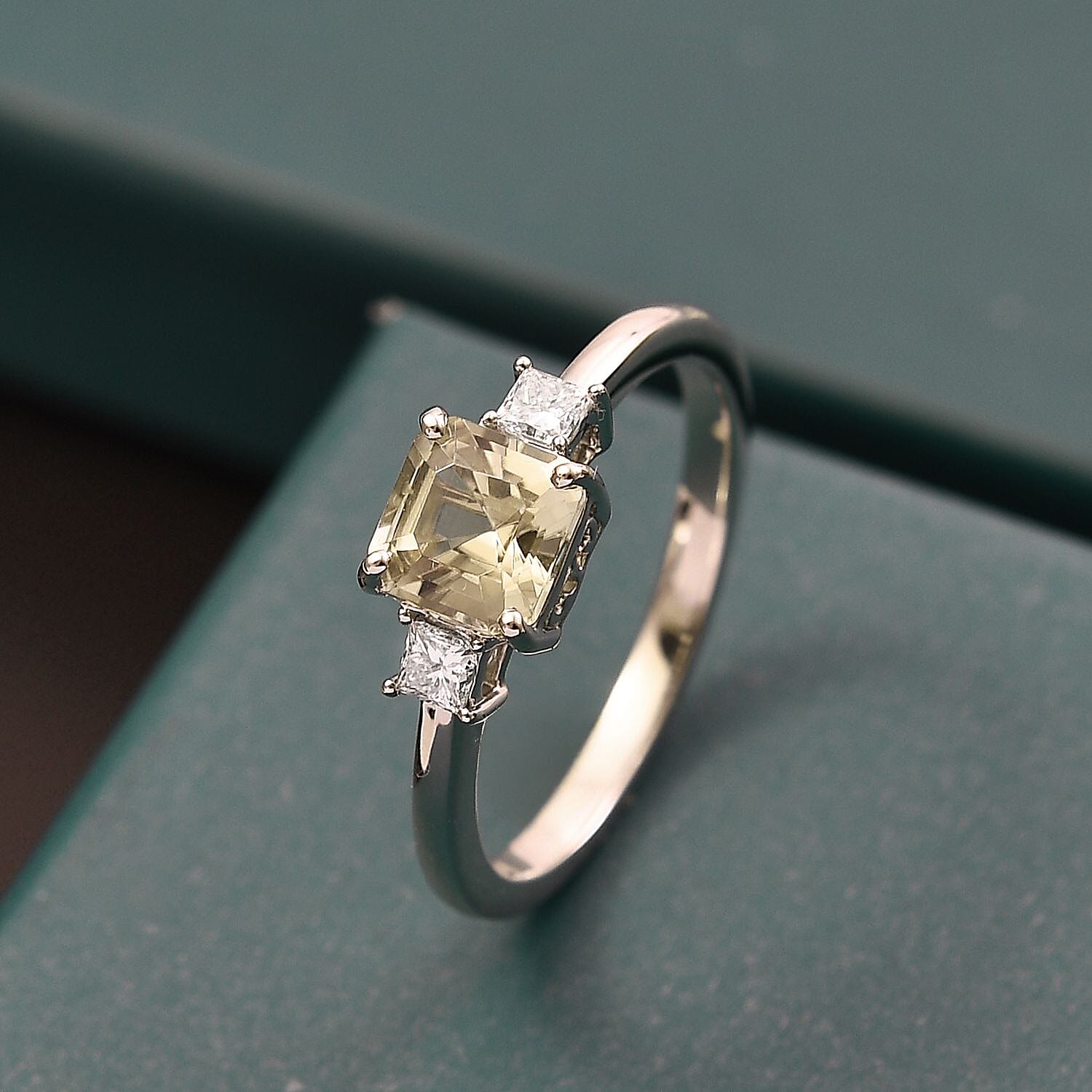 LUXURIANT 950 Platinum AAA Turkizite and Lab Grown Diamond  (VS-E/F) Ring 1.29 Ct, Platinum Wt. 3.95 Gms. 8058923 2