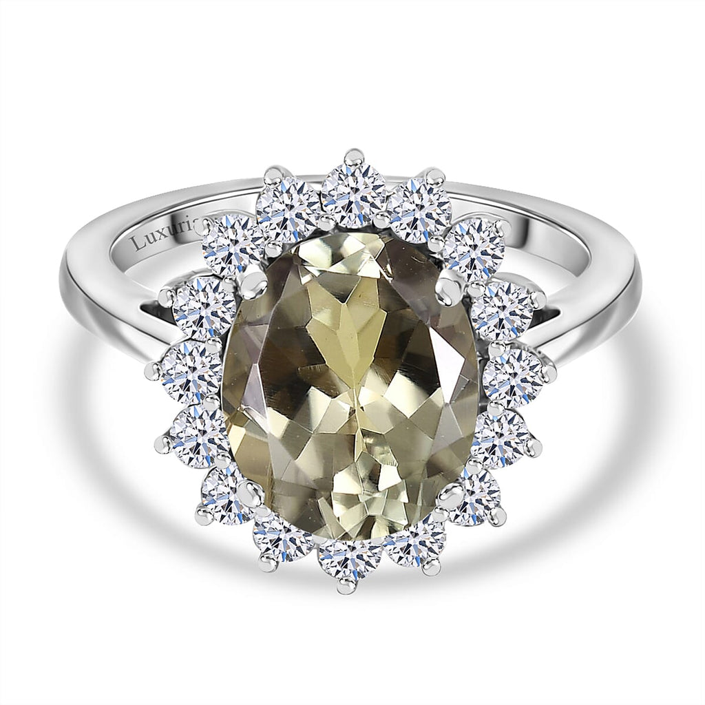 Luxuriant Diamond 950 Platinum AAA Turkizite & Lab Grown Diamond (VS-E-F) Ring 4.85 Ct, Platinum Wt.5.45 Gms.