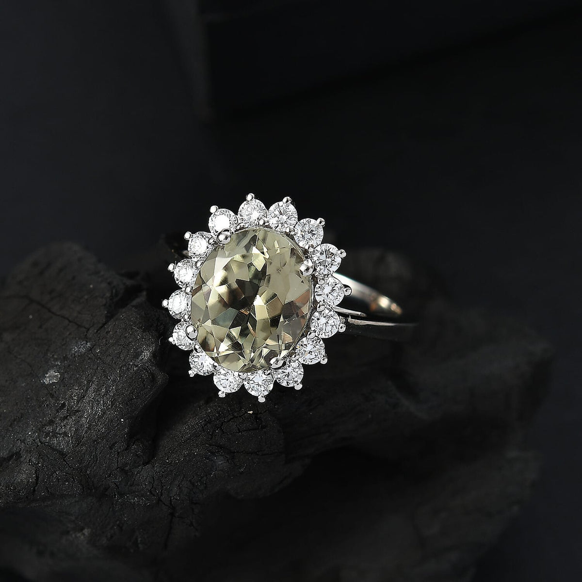 LUXURIANT 950 Platinum AAA Turkizite and Lab Grown Diamond (VS-E/F) Ring 4.85 Ct, Platinum Wt.5.45 Gms. 8109849 3