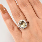 Luxuriant Diamond 950 Platinum AAA Turkizite & Lab Grown Diamond (VS-E-F) Ring 4.85 Ct, Platinum Wt.5.45 Gms.