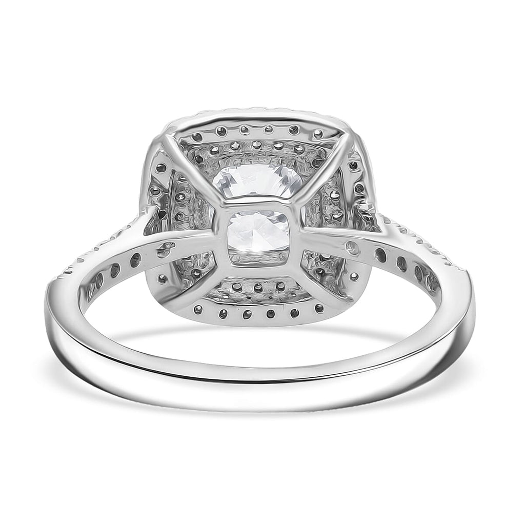 Luxuriant Diamond 950 Platinum IGI Certified VS-GH Lab Grown Cushion Cut (1.5 Ct) Diamond Ring 2.00 Ct