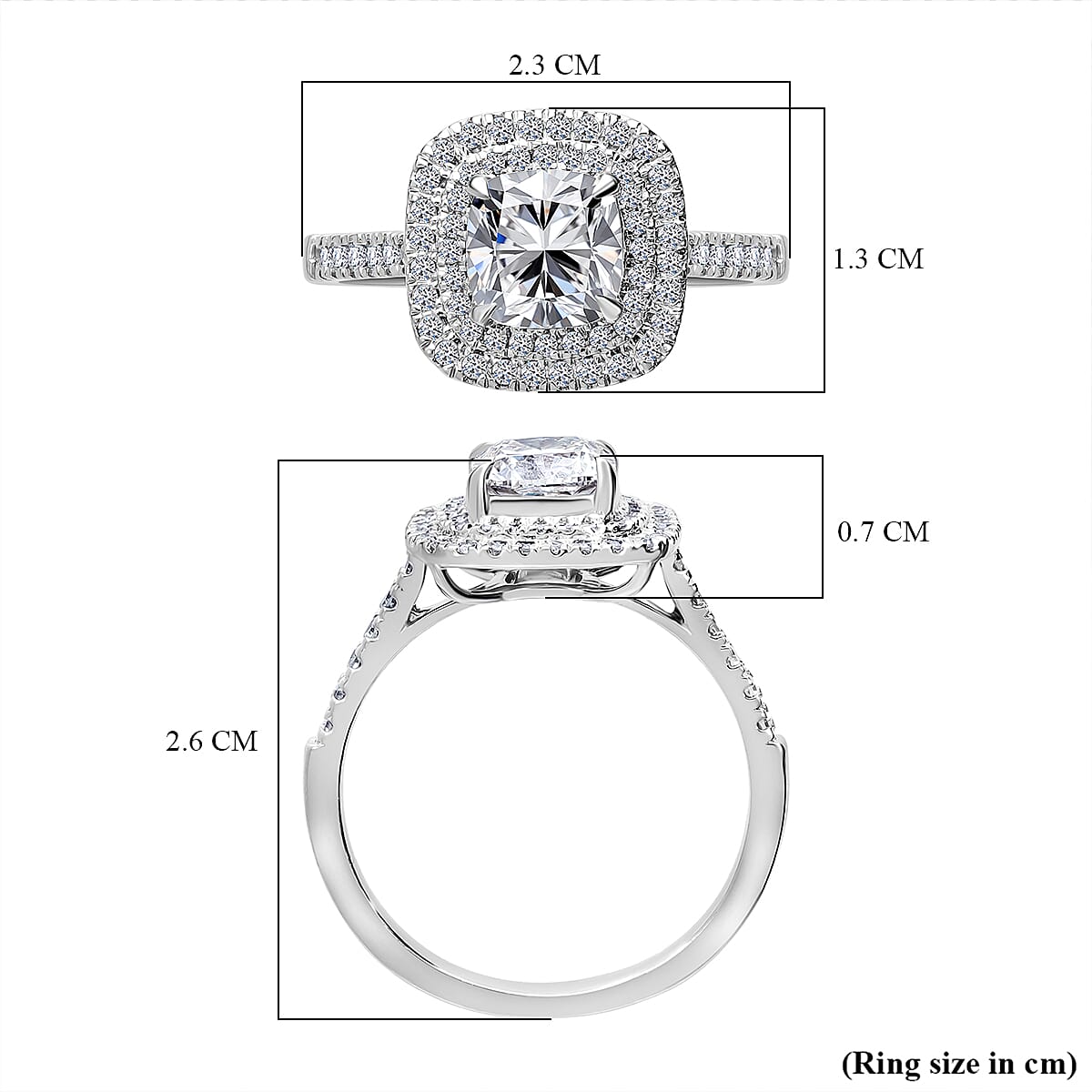 LUXURIANT 2 Ct. Lab Grown Diamond Double Halo Ring in 950 Platinum, IGI Certified 8043592 4