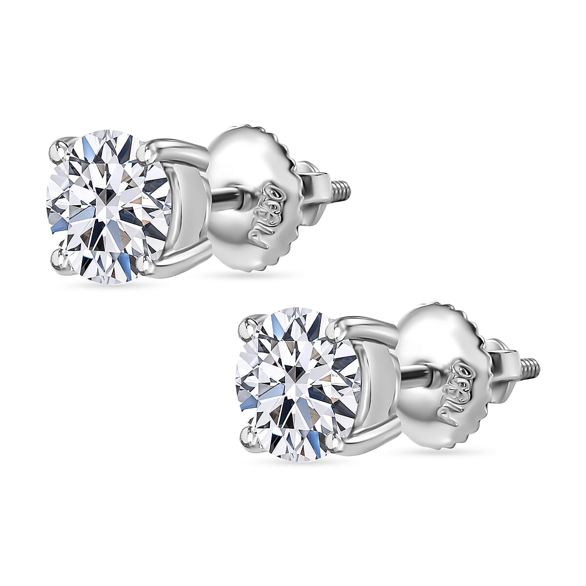 LUXURIANT 1.5 Ct. Lab Grown Diamond Solitaire Stud Earrings in 950 Platinum, SGL Certified With Screw Back 7955577 4