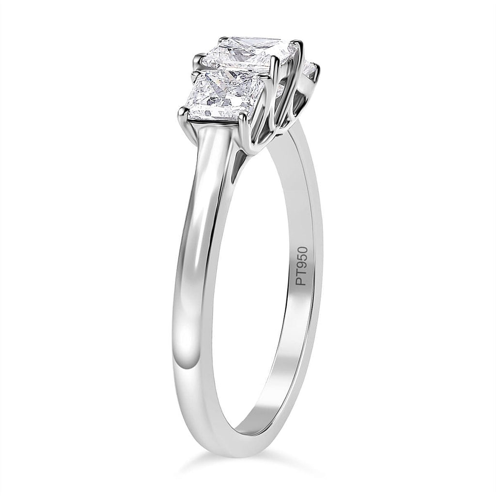 Luxuriant - 950 Platinum SGL Certified Lab Grown Diamond (VS-EF) Trilogy Ring 1.00 Ct