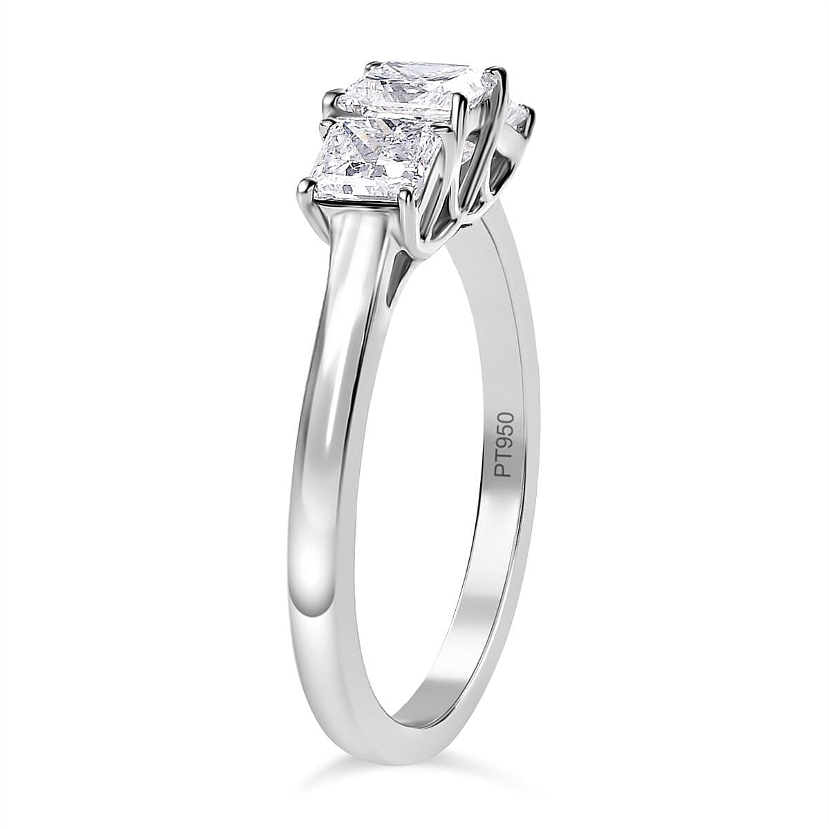 LUXURIANT 950 Platinum SGL Certified Lab Grown Diamond (VS/F) Trilogy Ring 1.15 Ct. 7938179 4