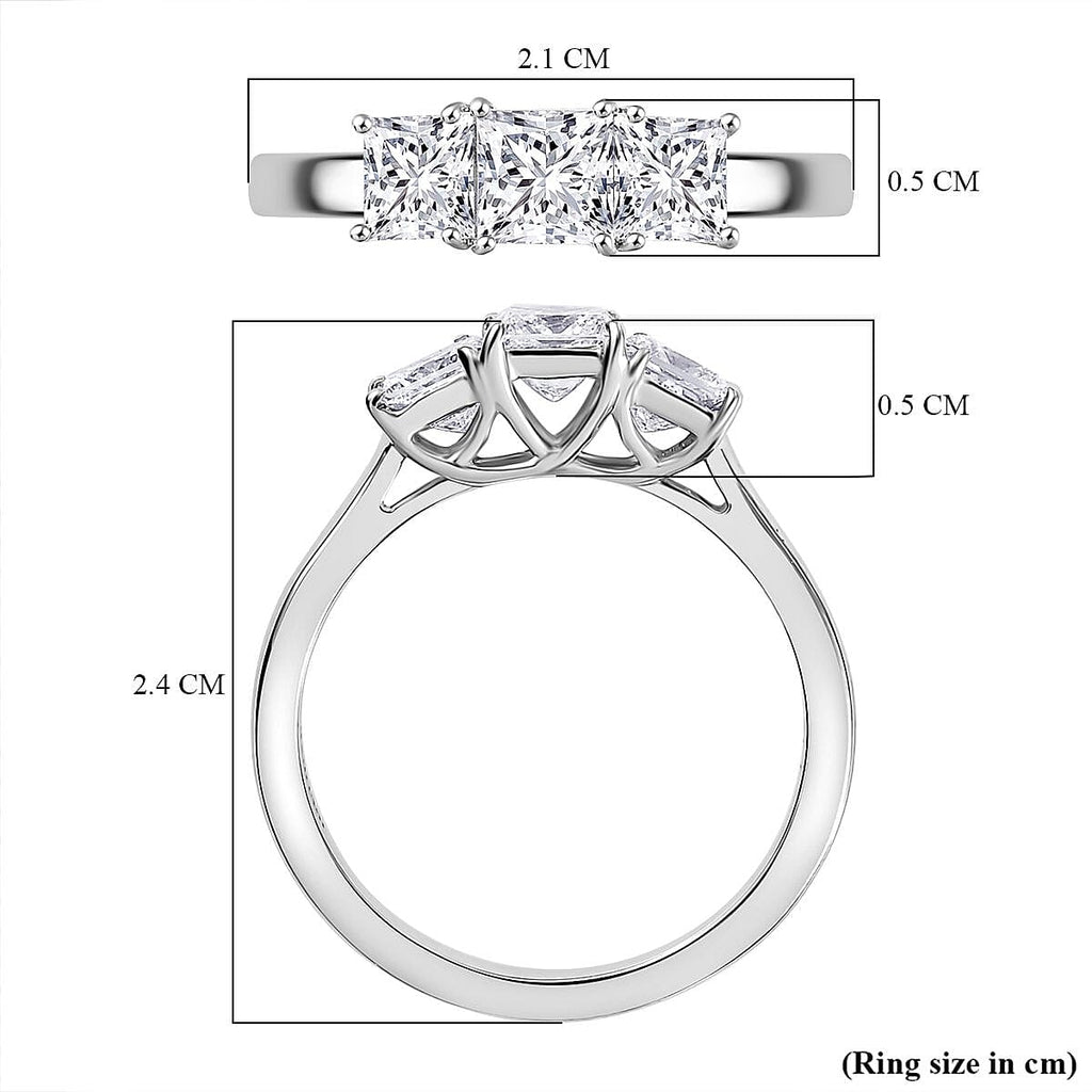 Luxuriant - 950 Platinum SGL Certified Lab Grown Diamond (VS-EF) Trilogy Ring 1.00 Ct
