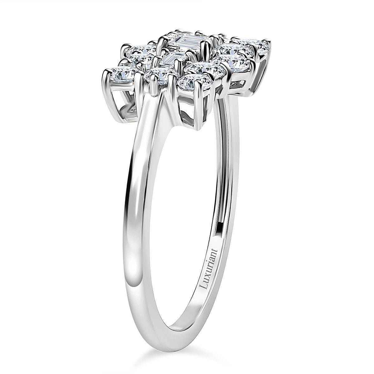 LUXURIANT 950 Platinum SGL Certified (VS-EF) Lab Grown Diamond Boat Ring 1 Ct. Platinum Wt 4.50 Gms 8062899 4
