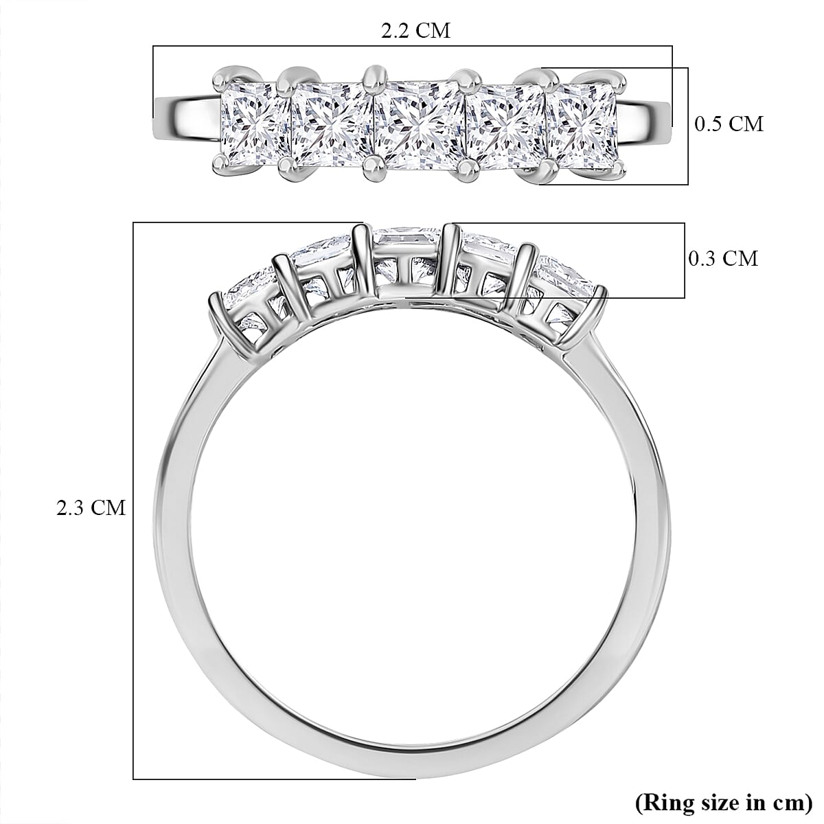 LUXURIANT 1 Ct. Lab Grown Diamond 5 Stone Ring in 950 Platinum 8077211 6