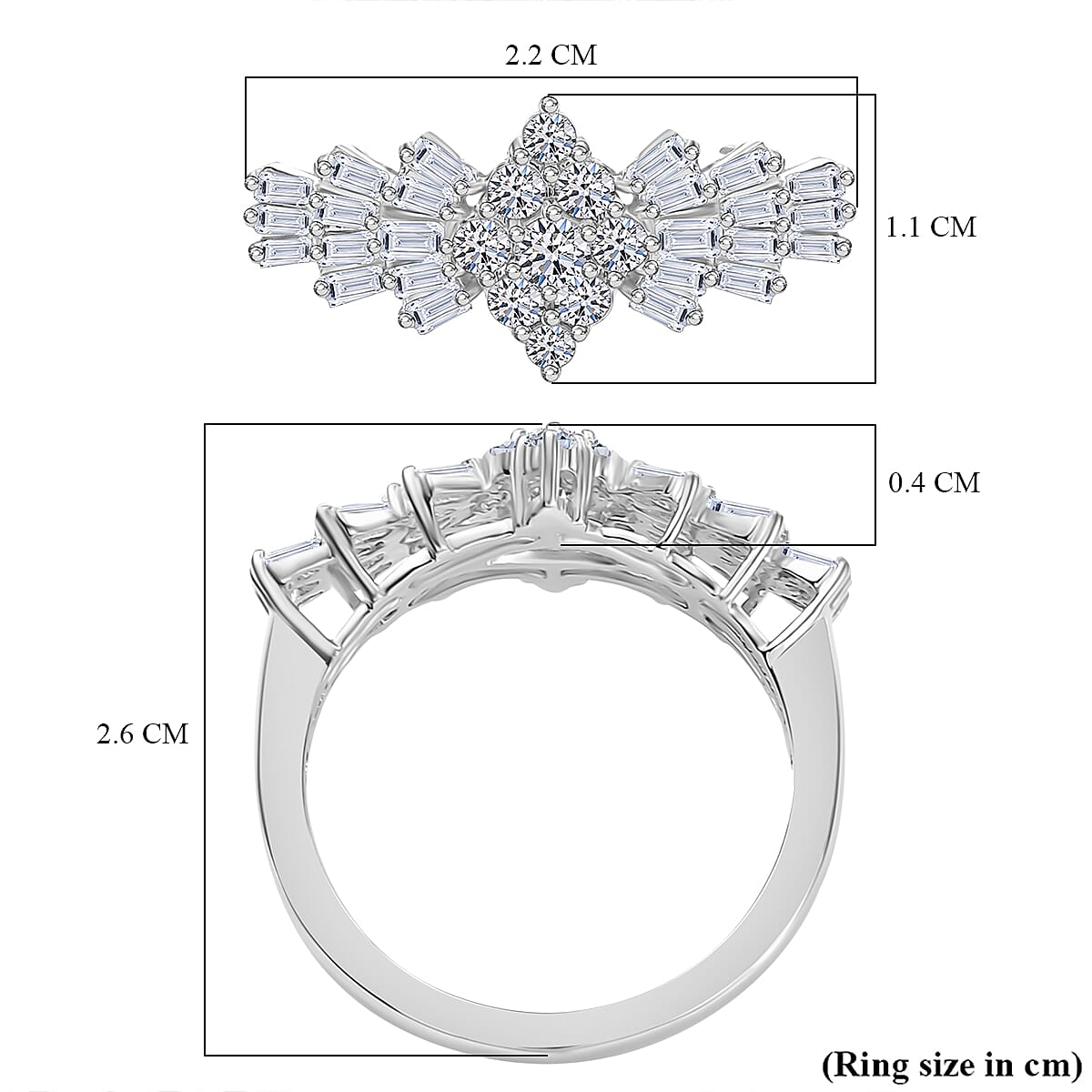 LUXURIANT 1 Ct. Lab Grown Diamond Ballerina Ring in 950 Platinum (VS/E-F) 7968057 6