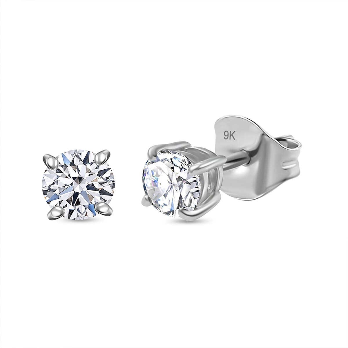 LUXURIANT 0.75 Ct. Lab Grown Diamond Solitaire Stud Earrings in 9K White Gold 7955481 0