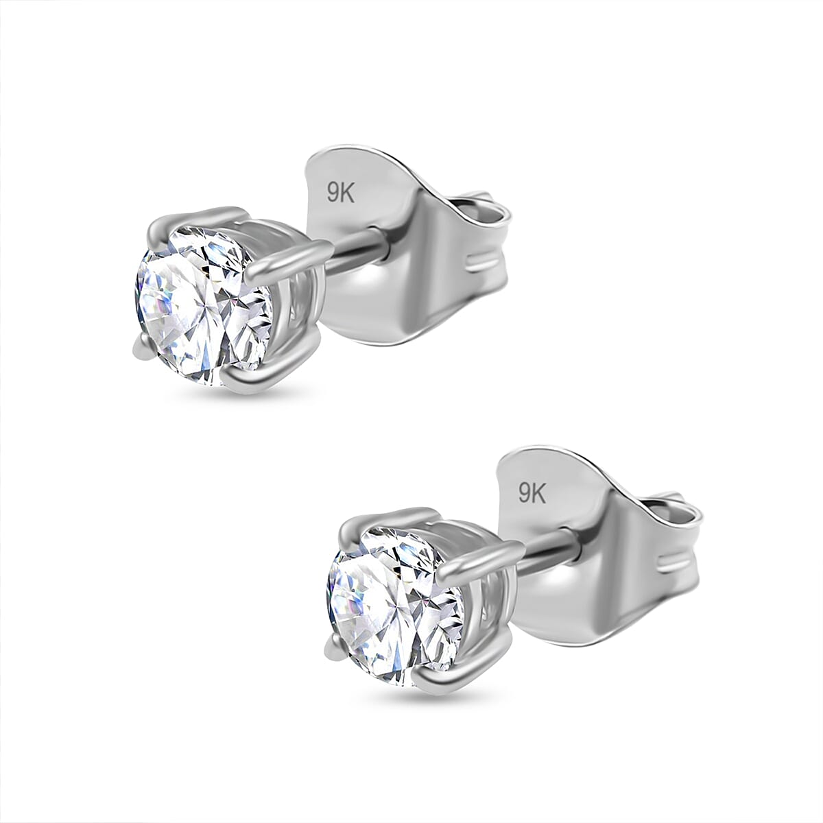 LUXURIANT 0.75 Ct. Lab Grown Diamond Solitaire Stud Earrings in 9K White Gold 7955481 4