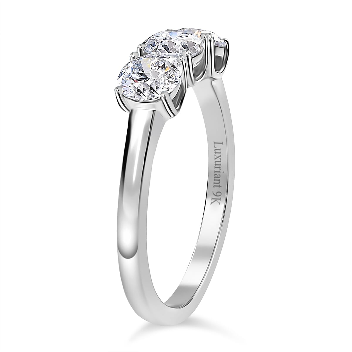 LUXURIANT 1 Ct. Lab Grown Diamond Trilogy Ring in 9K White Gold, SGL Certified 7938131 5