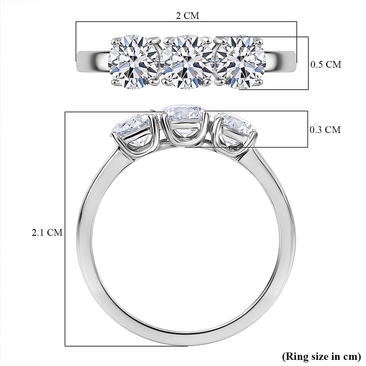 LUXURIANT 1 Ct. Lab Grown Diamond Trilogy Ring in 9K White Gold, SGL Certified 7938131 7