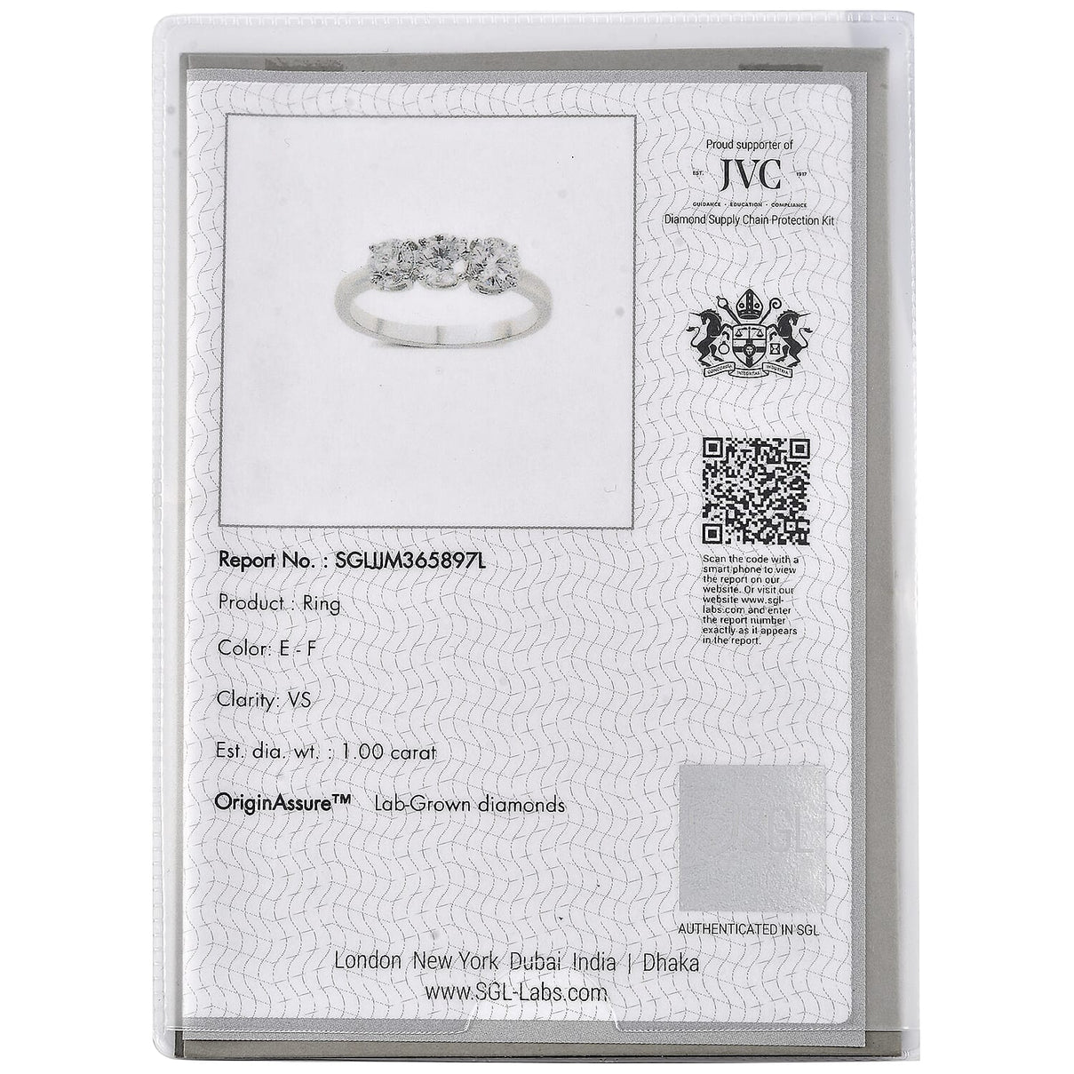 LUXURIANT 1 Ct. Lab Grown Diamond Trilogy Ring in 9K White Gold, SGL Certified 7938131 8