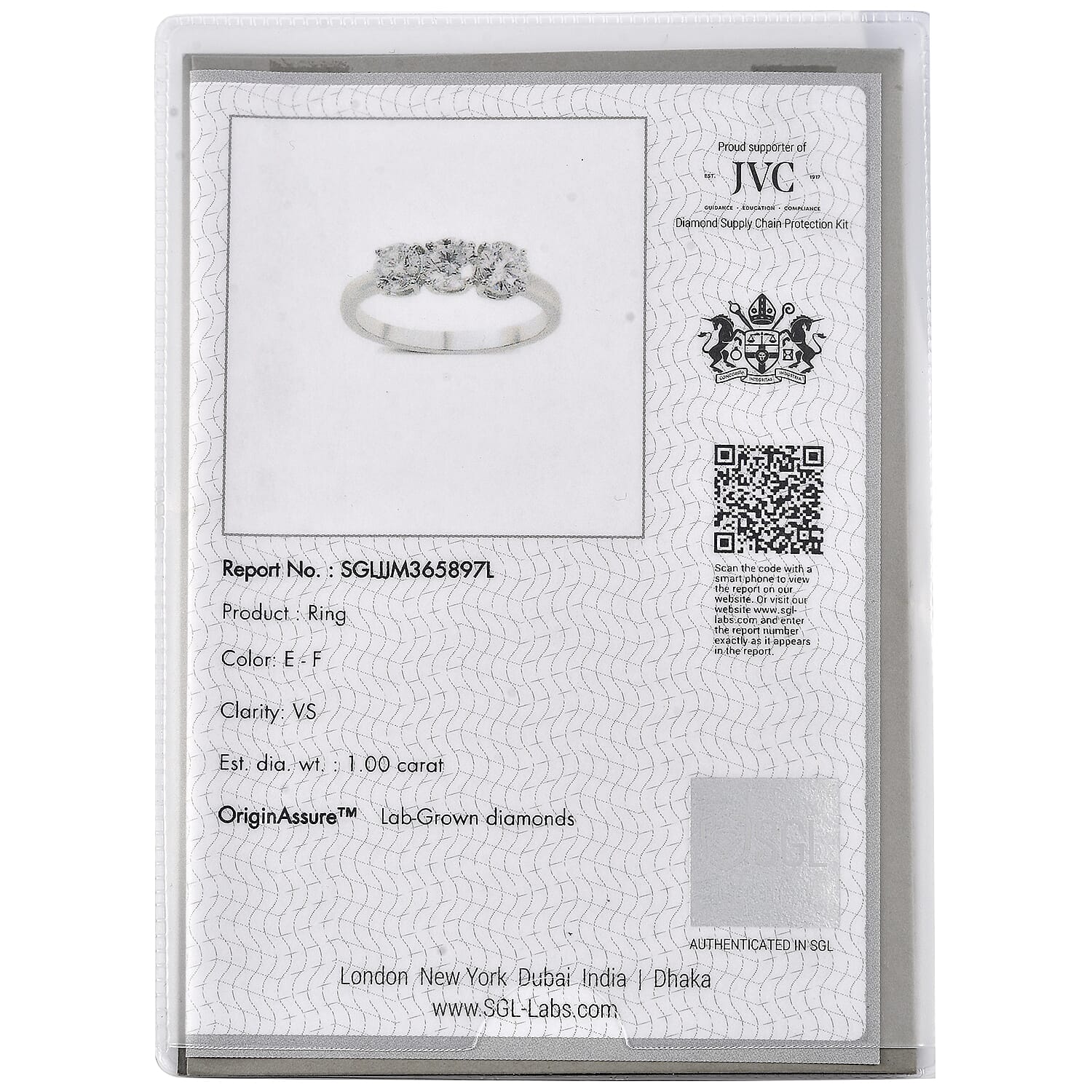 LUXURIANT 1 Ct. Lab Grown Diamond Trilogy Ring in 9K White Gold, SGL Certified 7938131 8