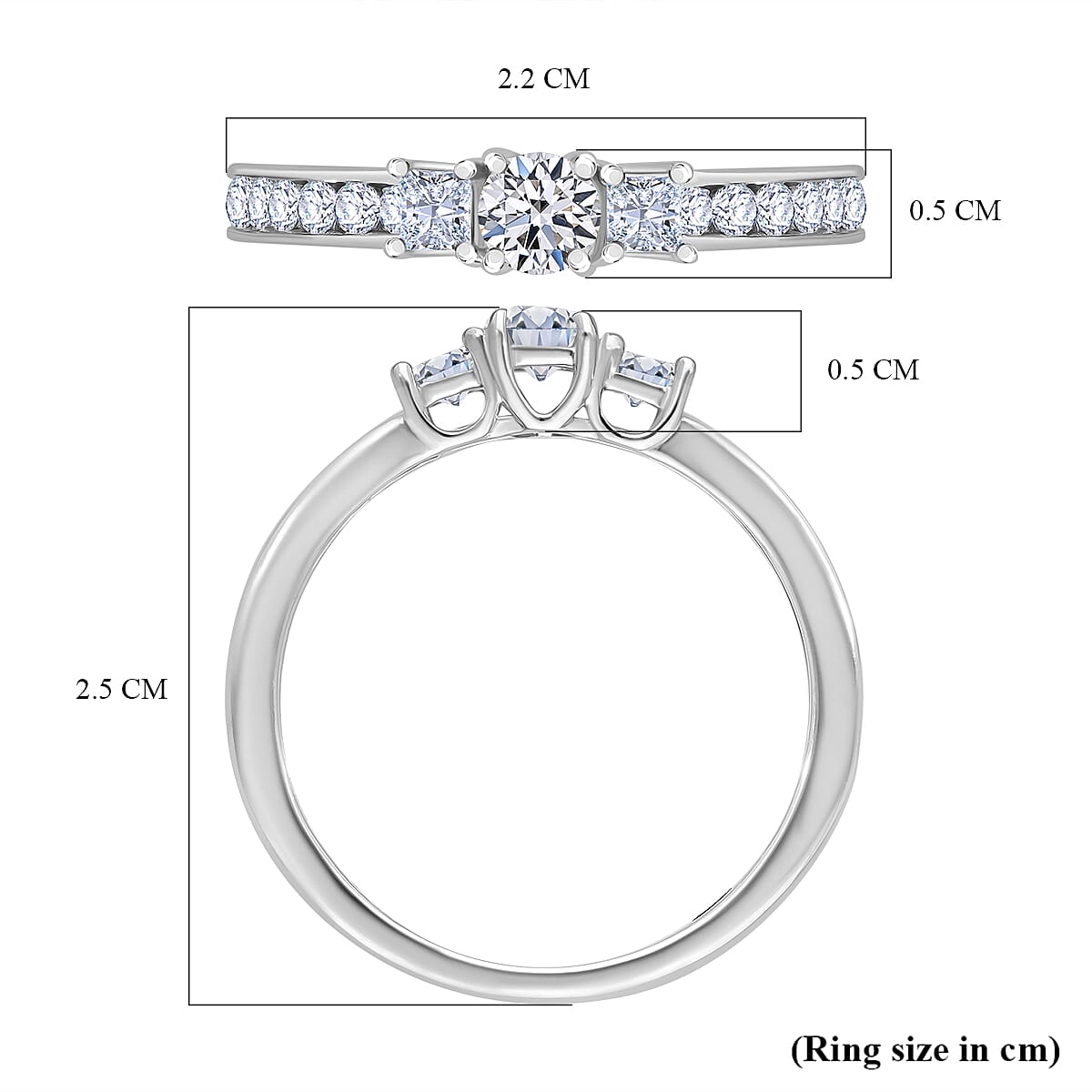 Luxuriant Diamond 9K White Gold SGL Certified (VS-G-H) Lab Grown Diamond Trilogy Ring in Princess Cu 8097866 5