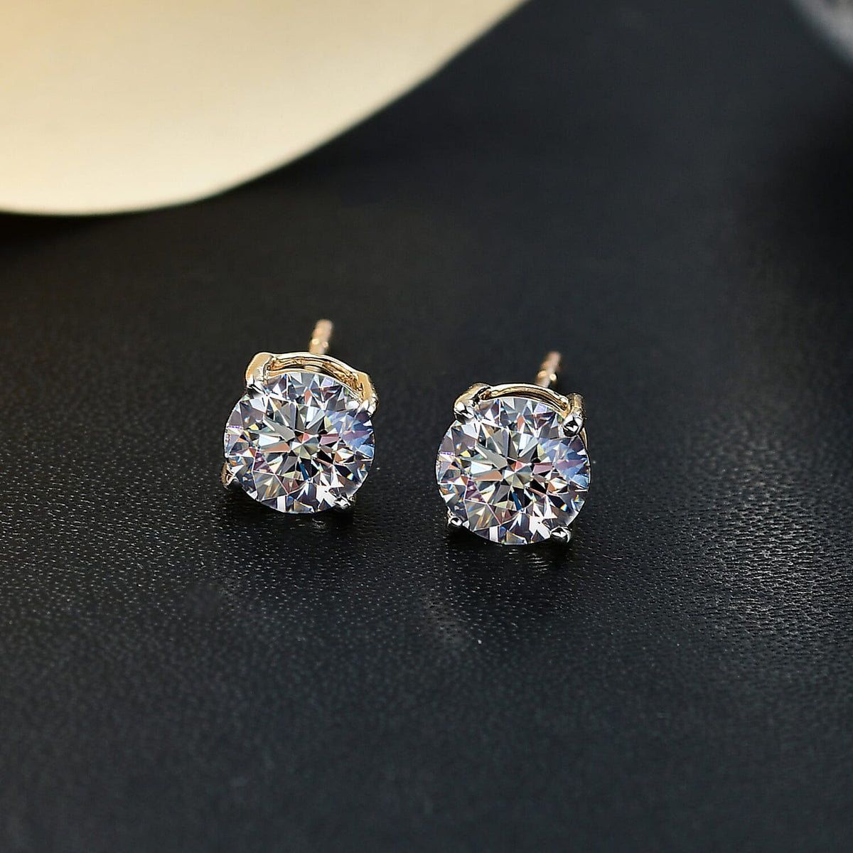 LUXURIANT 2 Ct. Lab Grown Diamond Solitaire Stud Earrings in 9K Gold 7955580 2