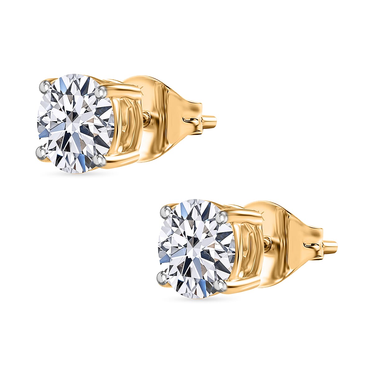 LUXURIANT 2 Ct. Lab Grown Diamond Solitaire Stud Earrings in 9K Gold 7955580 4