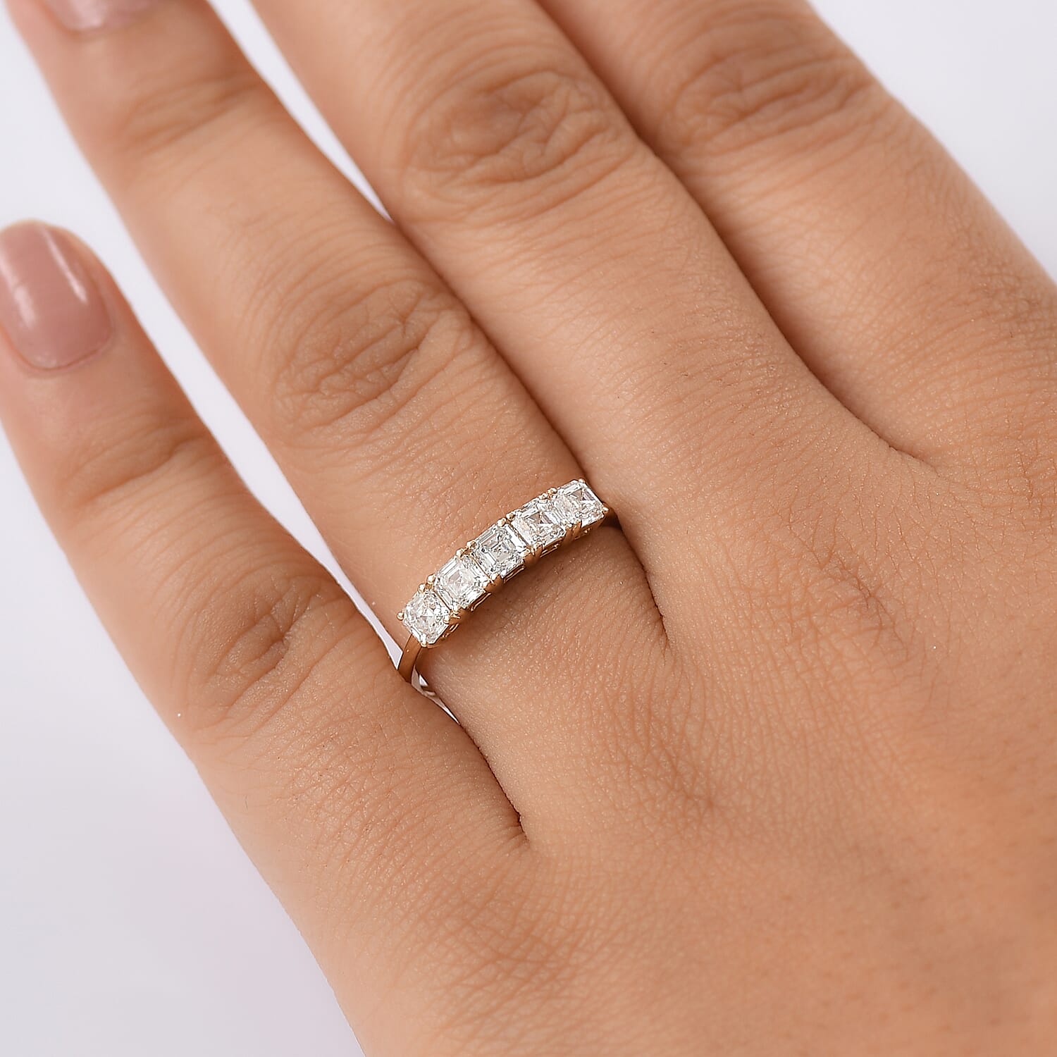 LUXURIANT 1 Ct. Lab Grown Diamond 5 Stone Ring in 9K Gold 8077185 3