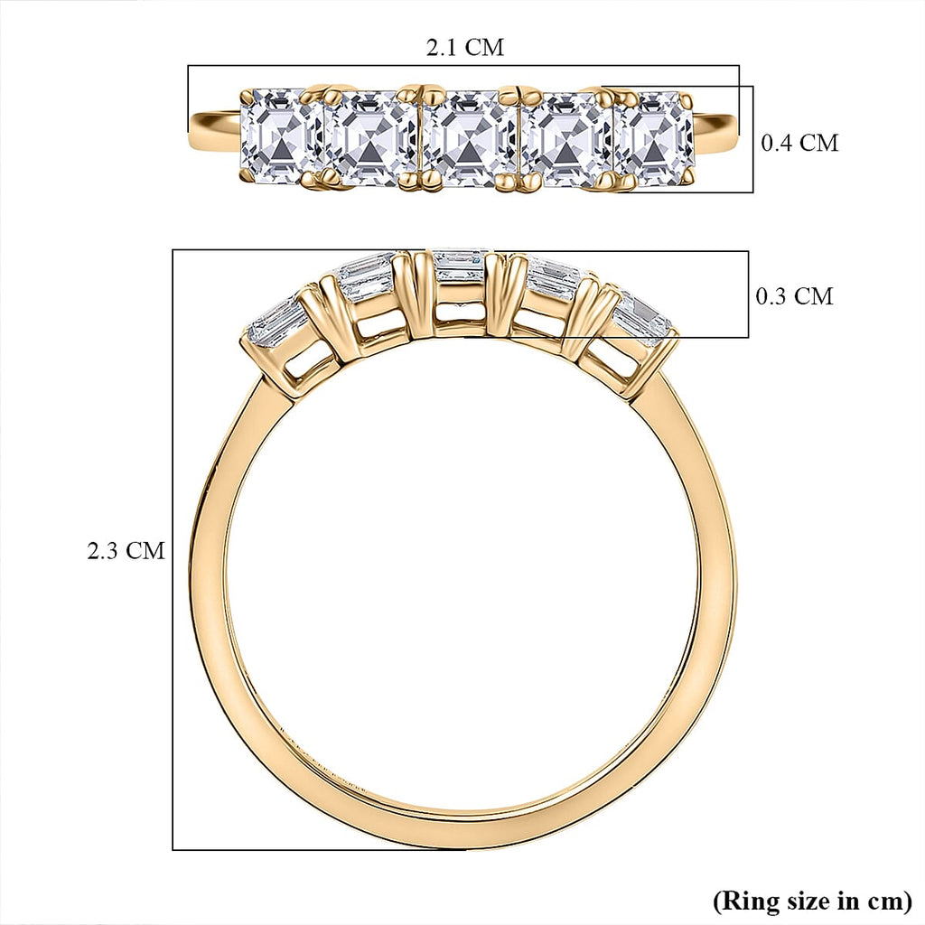 Luxuriant Diamond 9K Yellow Gold VS Lab Grown Diamond EF, VS 5 Stone Ring, Gold Wt.1.8 Gms  1.060  Ct.