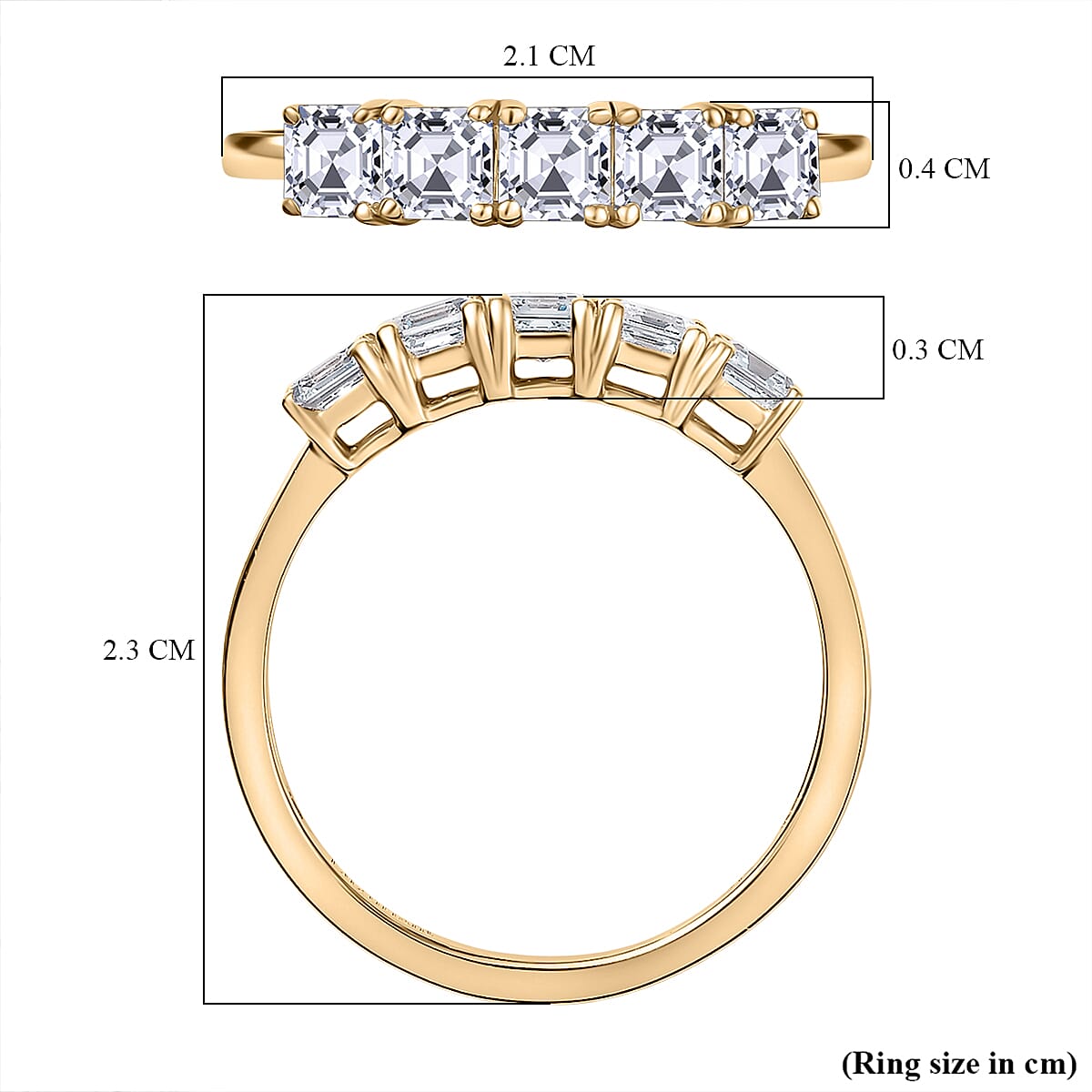LUXURIANT 1 Ct. Lab Grown Diamond 5 Stone Ring in 9K Gold 8077185 6