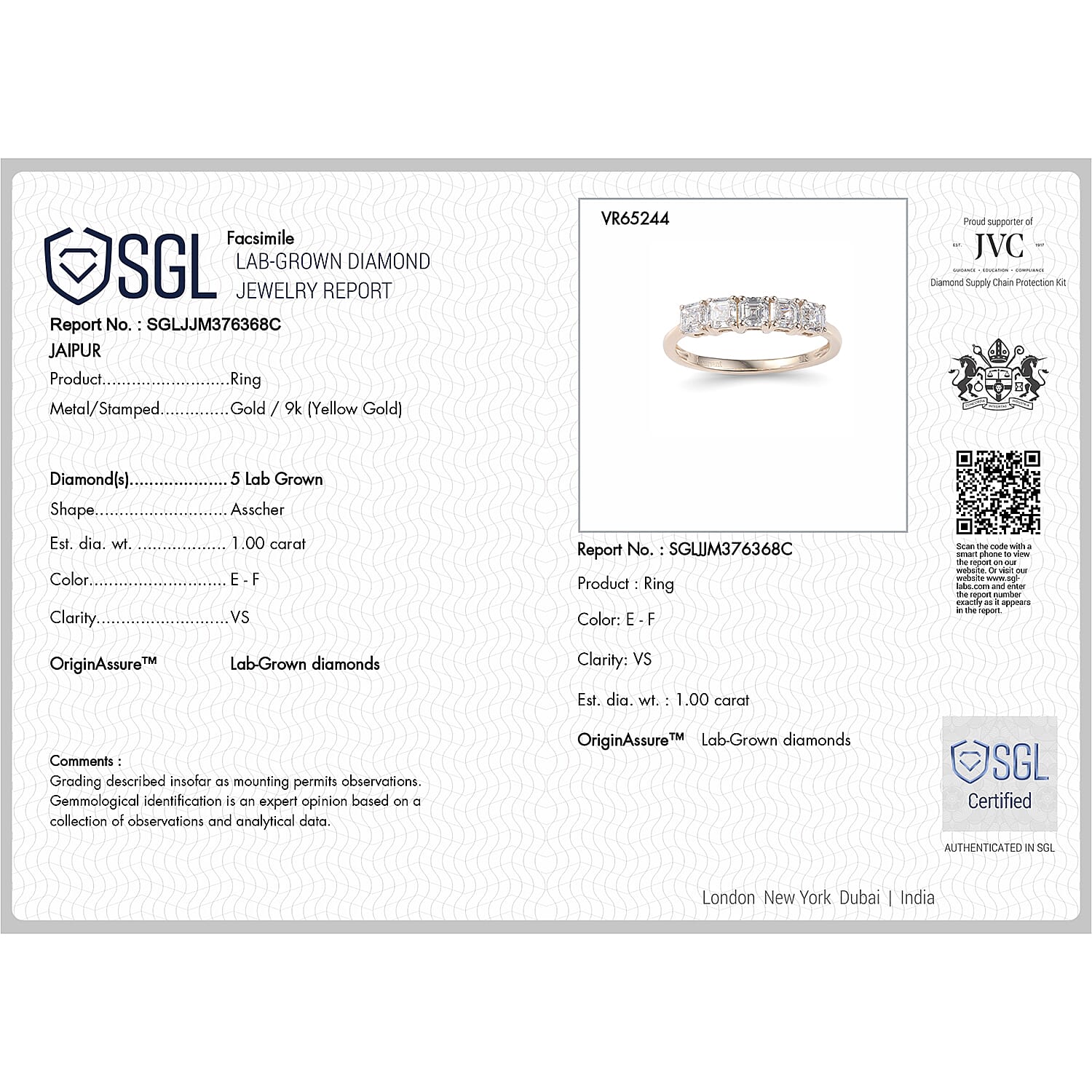LUXURIANT 1 Ct. Lab Grown Diamond 5 Stone Ring in 9K Gold 8077185 7