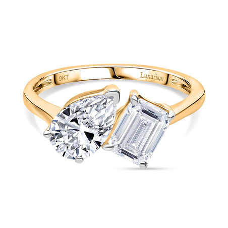 TOI ET MOI LUXURIANT 2 Ct. Lab Grown Diamond Emerald-Cut and Pear-Cut Ring 9K Yellow Gold SGL Certified (VS-EF) V32530363 1