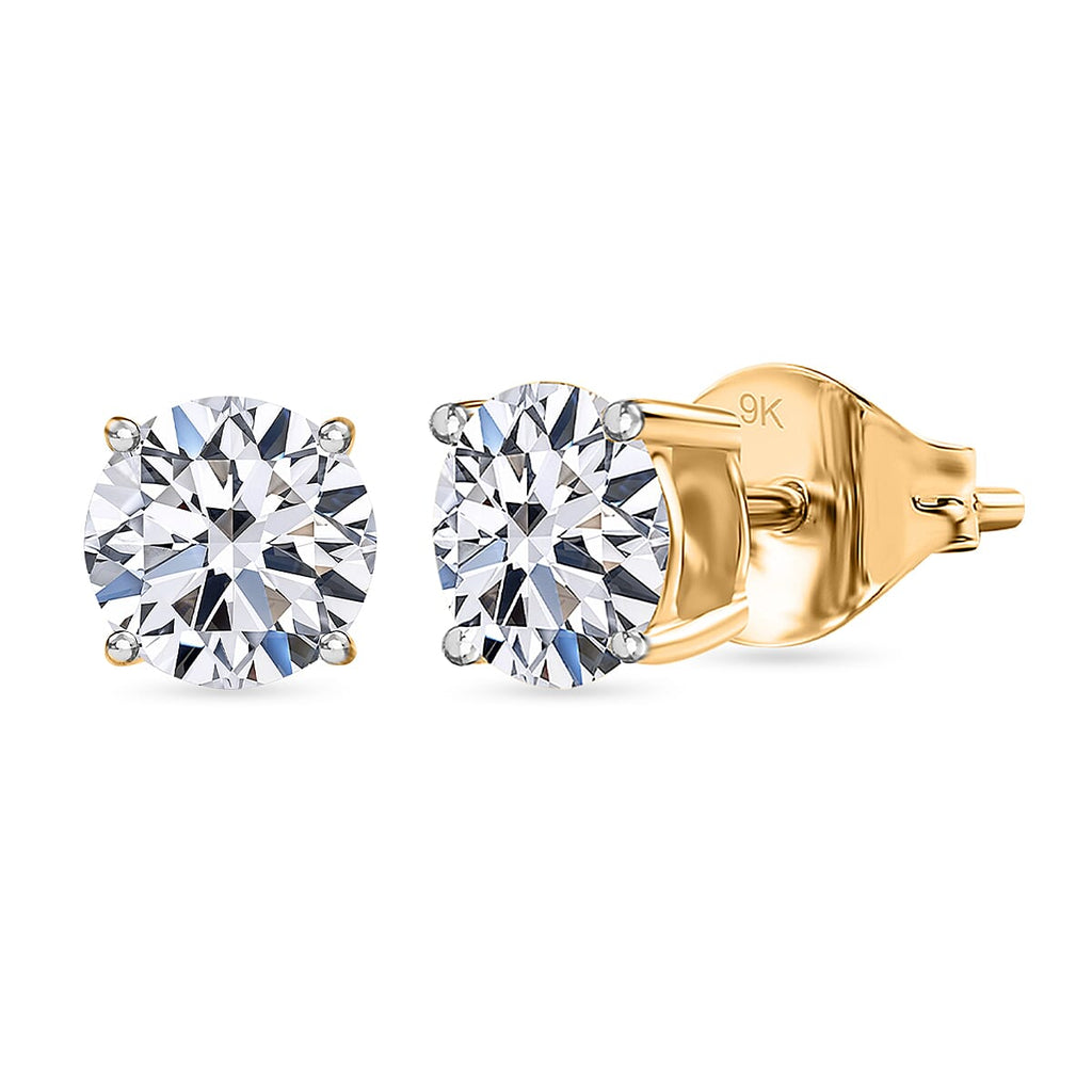 Luxuriant Diamond  9K Yellow Gold  VS   Lab Grown Diamond  EF, VS Solitaire Stud Push Post Earring 1.54 ct,  Gold Wt. 0.86 Gms  1.544  Ct.