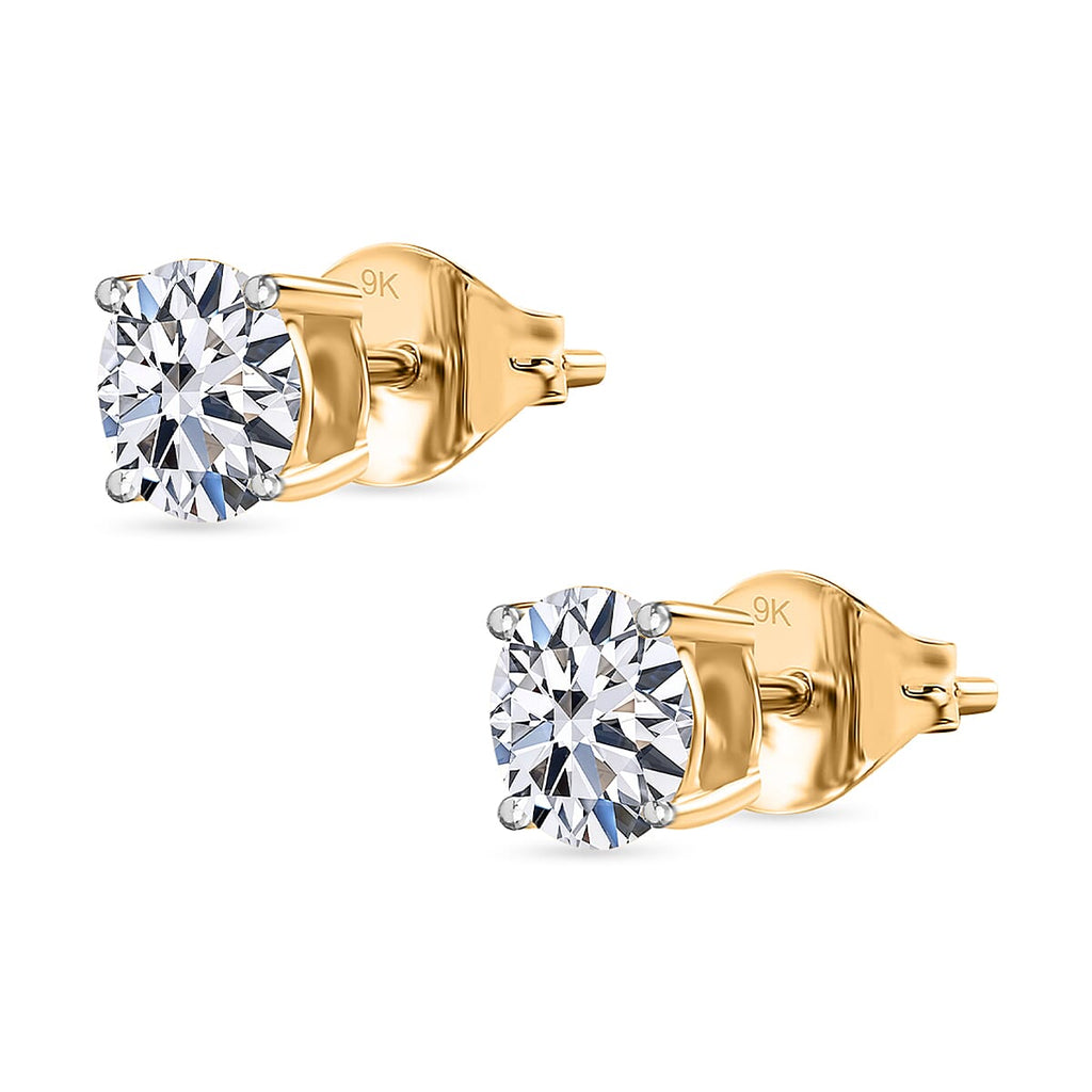 Luxuriant Diamond  9K Yellow Gold  VS   Lab Grown Diamond  EF, VS Solitaire Stud Push Post Earring 1.54 ct,  Gold Wt. 0.86 Gms  1.544  Ct.