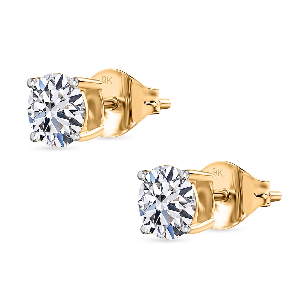 LUXURIANT 1.5 Ct. Lab Grown Diamond Solitaire Stud Earrings in 9K Gold 7955578 4