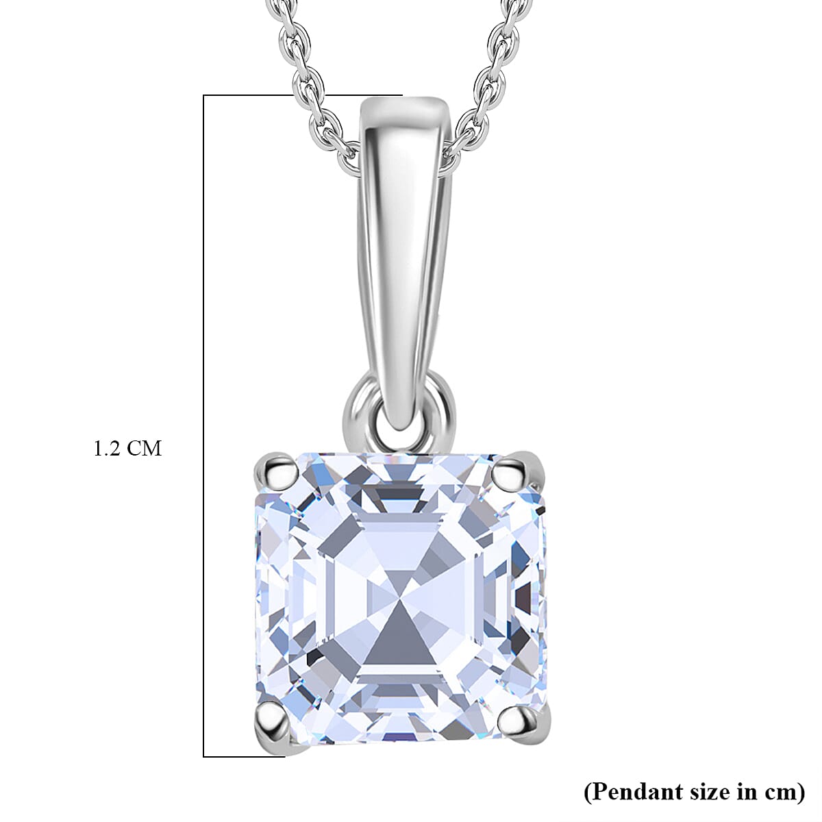 LUXURIANT Asscher Cut Lab Grown Diamond Pendant with Chain (Size 18/20) in Rhodium Overlay Sterling Silver 1 Ct. V32621903 5