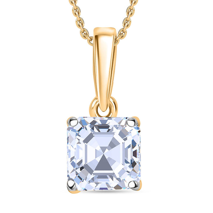 LUXURIANT Asscher Cut Lab Grown Diamond Pendant with Chain (Size 18/20) in Vermeil Yellow Gold Plated Sterling Silver 1 Ct. 4376708 1